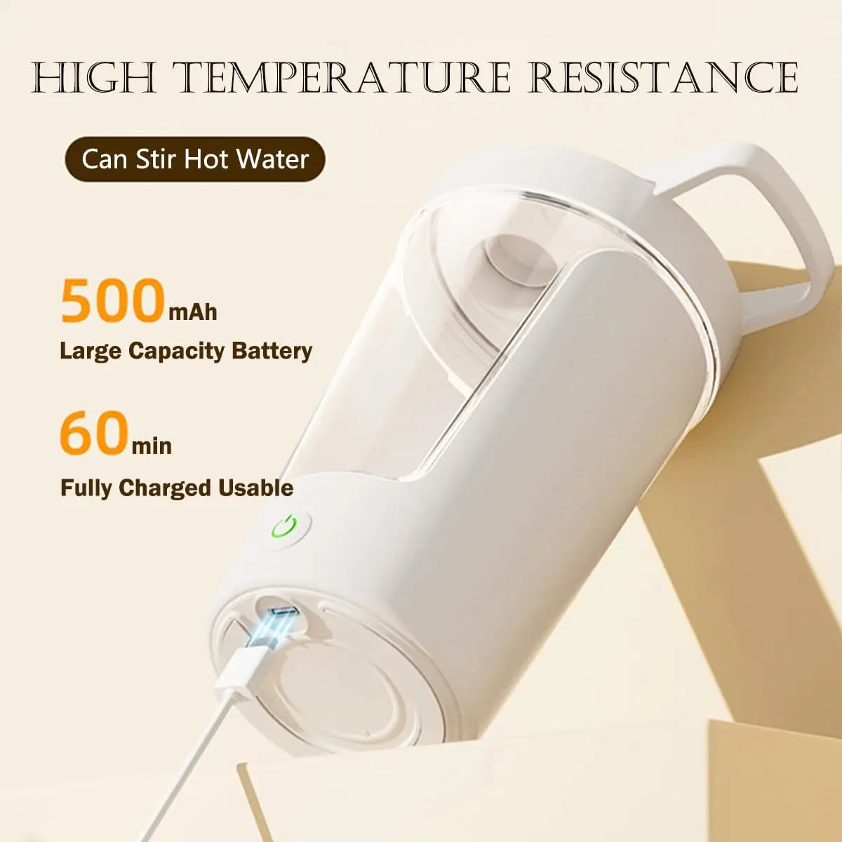 450ml Portable Electric Coffee Stirring Cup Usb Rechargeable Fully Automatic Stirring Cup for Fitness Outdoor Sports Gym