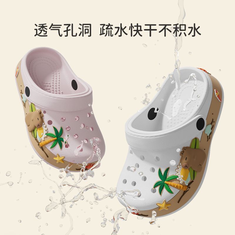 Summer Sandals For Girls Kids Baby Boys Girls Cartoon Baby Sandals Flat Heel Solid Soft Cartoon Slippers Children's Garden Shoe