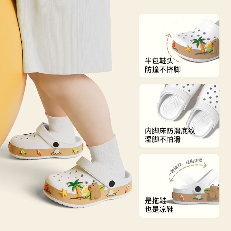 Summer Sandals For Girls Kids Baby Boys Girls Cartoon Baby Sandals Flat Heel Solid Soft Cartoon Slippers Children's Garden Shoe