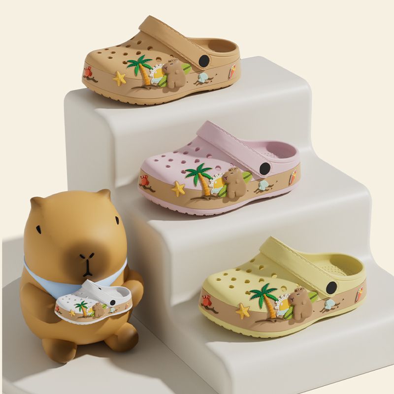 Summer Sandals For Girls Kids Baby Boys Girls Cartoon Baby Sandals Flat Heel Solid Soft Cartoon Slippers Children's Garden Shoe