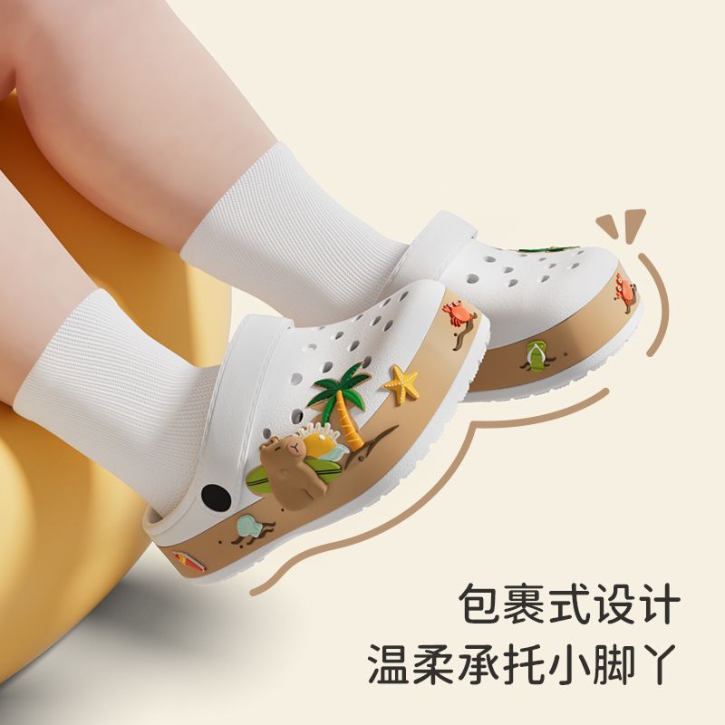 Summer Sandals For Girls Kids Baby Boys Girls Cartoon Baby Sandals Flat Heel Solid Soft Cartoon Slippers Children's Garden Shoe