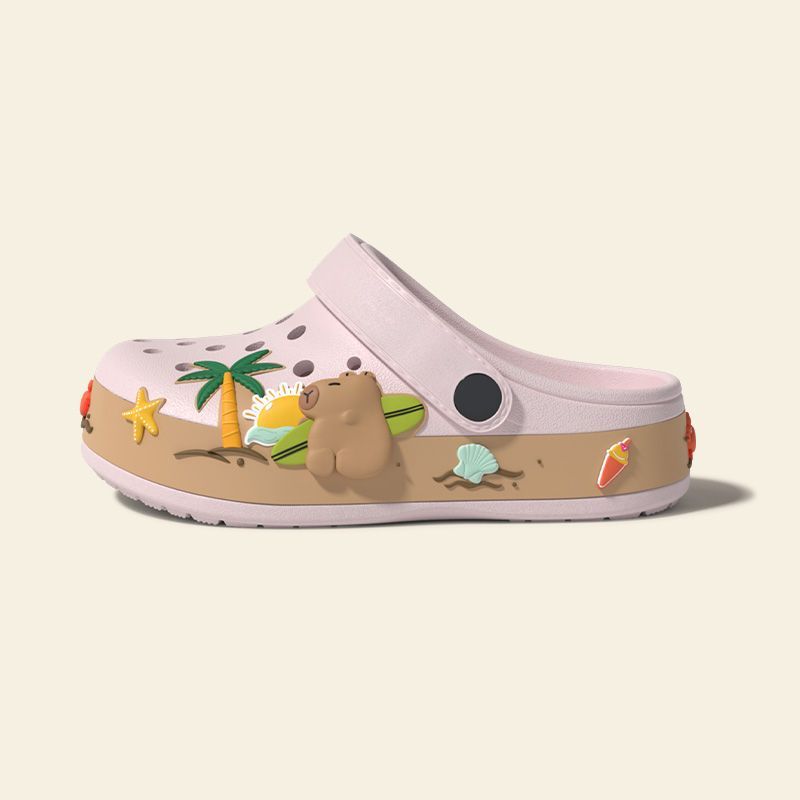 Summer Sandals For Girls Kids Baby Boys Girls Cartoon Baby Sandals Flat Heel Solid Soft Cartoon Slippers Children's Garden Shoe