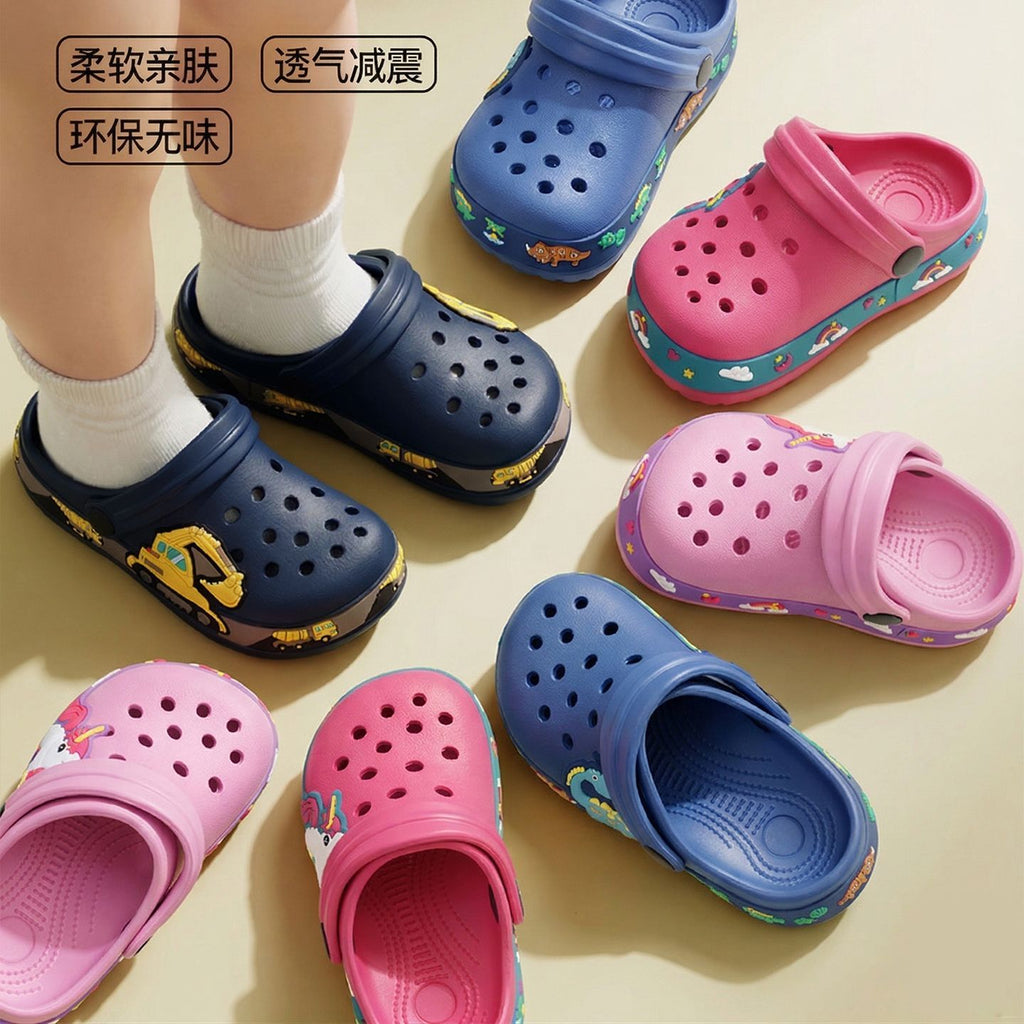 Summer Sandals For Girls Kids Baby Boys Girls Cartoon Baby Sandals Flat Heel Solid Soft Cartoon Slippers Children's Garden Shoe