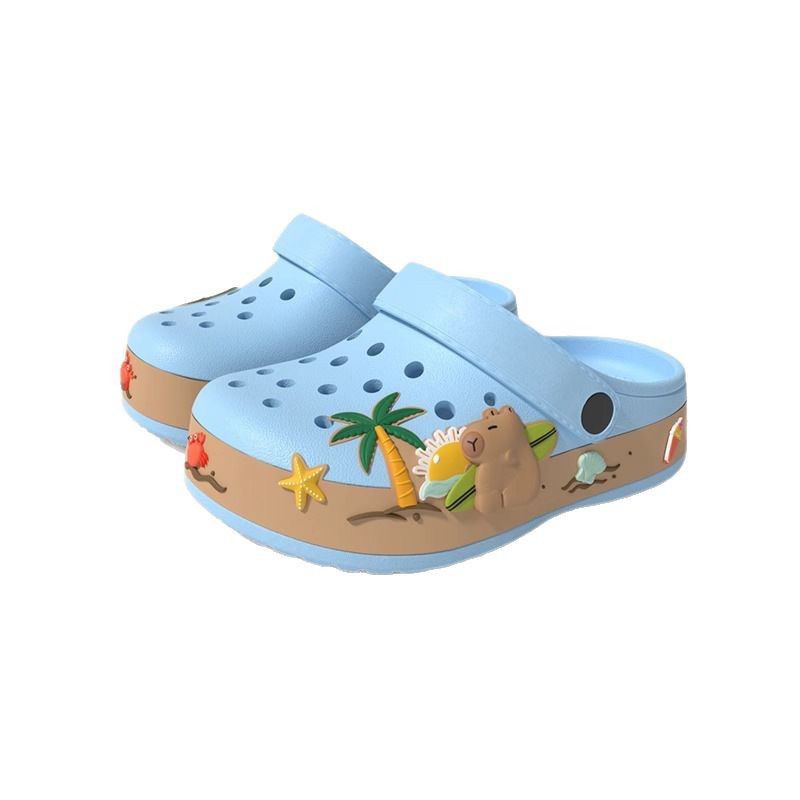 Summer Sandals For Girls Kids Baby Boys Girls Cartoon Baby Sandals Flat Heel Solid Soft Cartoon Slippers Children's Garden Shoe