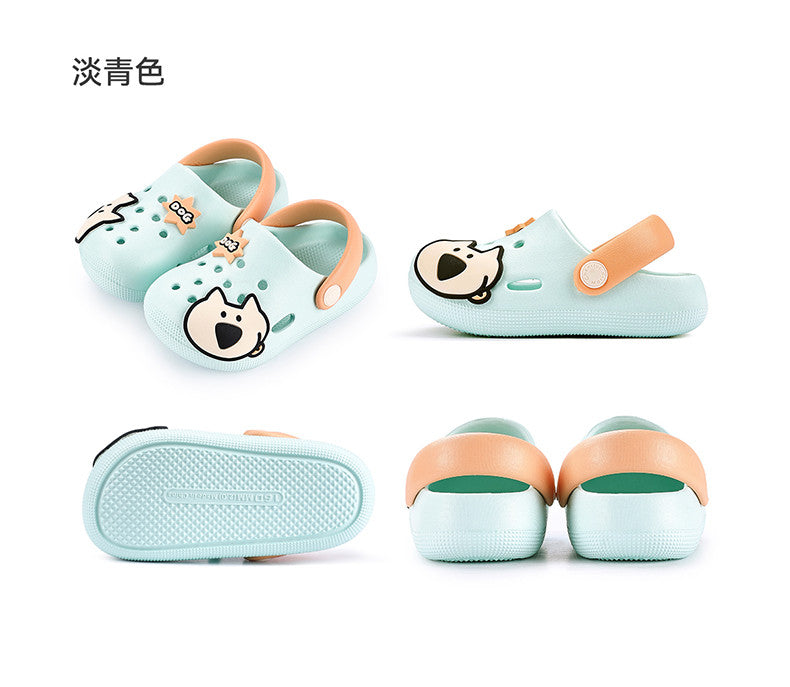 Summer children's slippers, indoor non-slip home wear with cartoon patterns, suitable for both boys and girls, soft-soled toddler flat shoes.