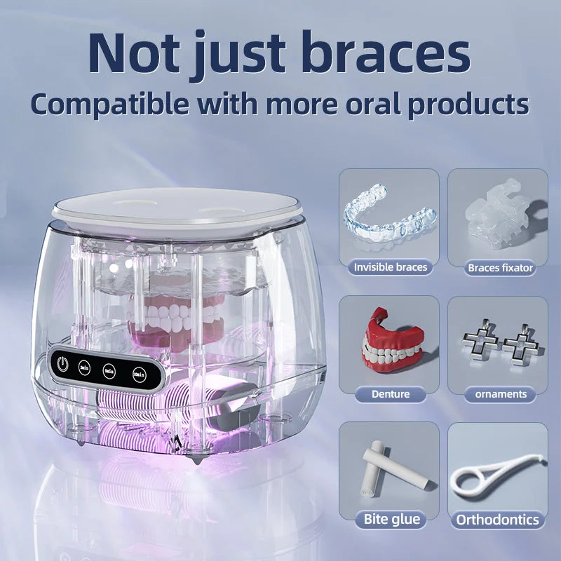 48kHz Ultrasonic Cleaner with UV Sterilizer Convenient Home Cleaning Solution for Jewelry Dentures and Clear Aligners