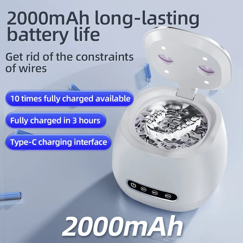 48kHz Ultrasonic Cleaner with UV Sterilizer Convenient Home Cleaning Solution for Jewelry Dentures and Clear Aligners