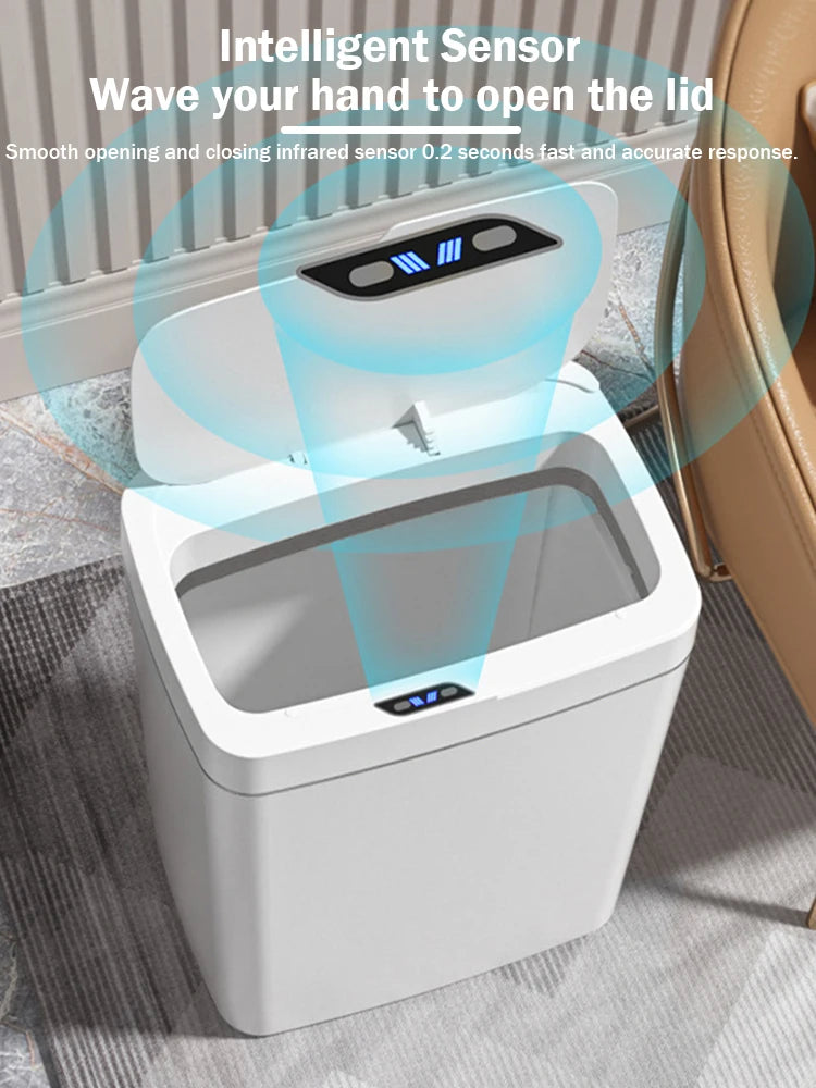 18L Smart Sensor Trash Can Quiet Automatic Trash Bin Rechargeable Auto Motion Sensor Rubbish Can for Kitchen Bathroom Bedroom