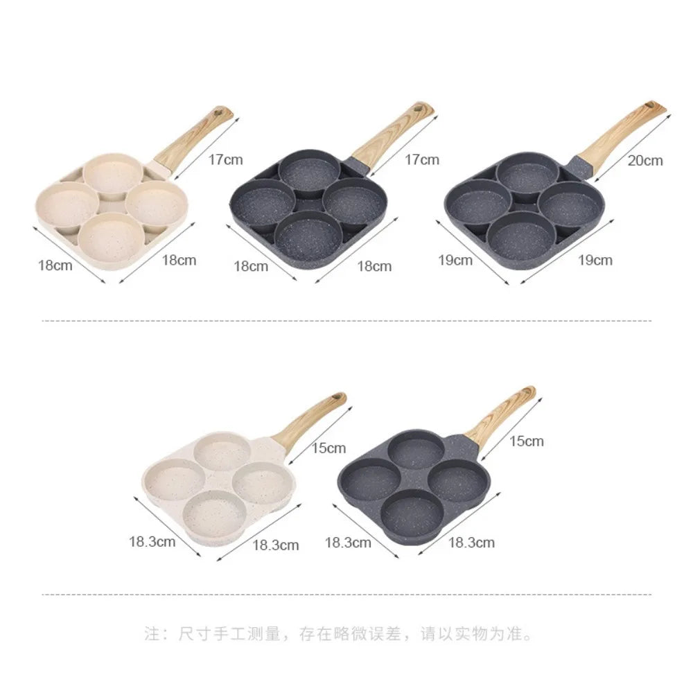 4hole Omelet Pan Frying Pot Thickened Nonstick Egg Pancake Steak Cooking Pans Hamburg Bread Breakfast Maker Induction Cookware