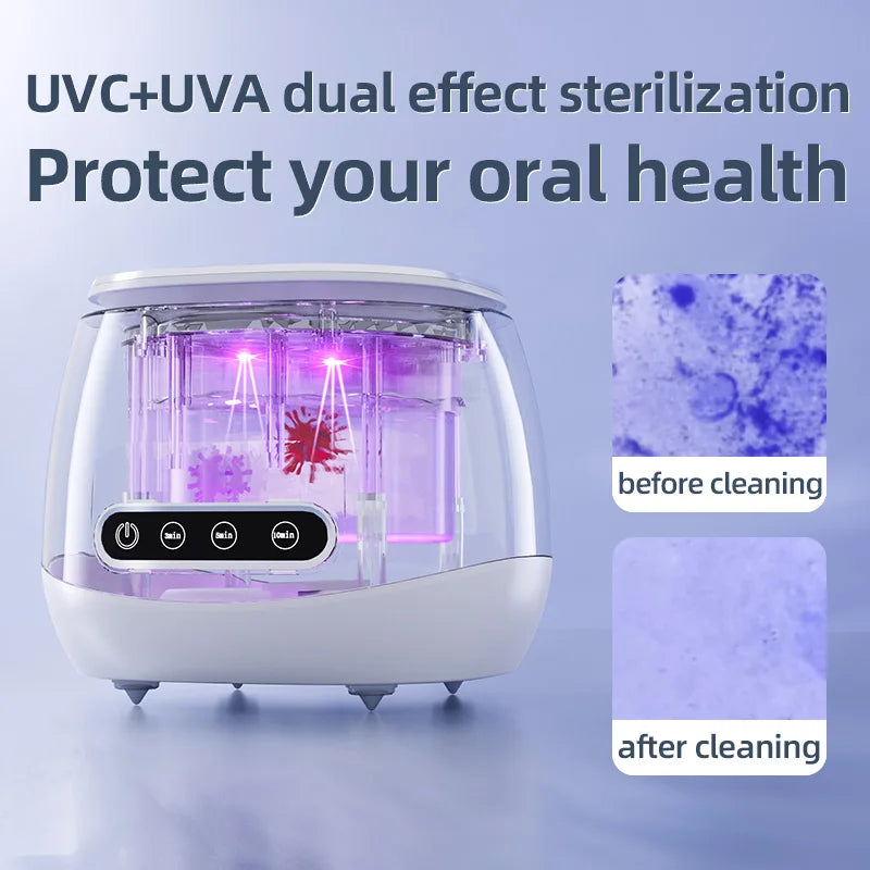 48kHz Ultrasonic Cleaner with UV Sterilizer Convenient Home Cleaning Solution for Jewelry Dentures and Clear Aligners