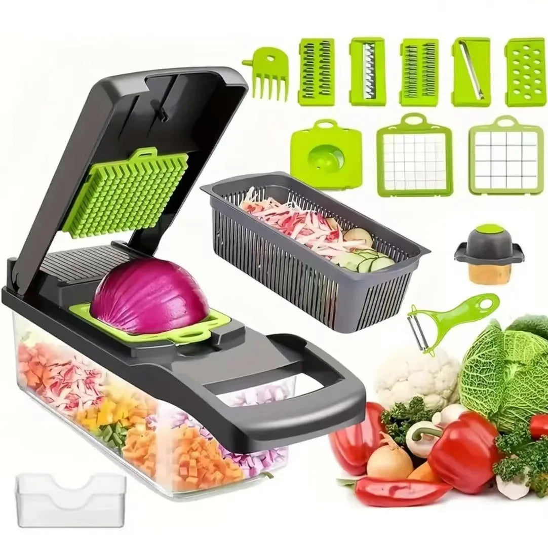 22 IN 1 Vegetable Cutter with Container Veggie Choppers Dicers Food Chopper Cutter Onion Multi Kitchen Grater for Korean Carrot