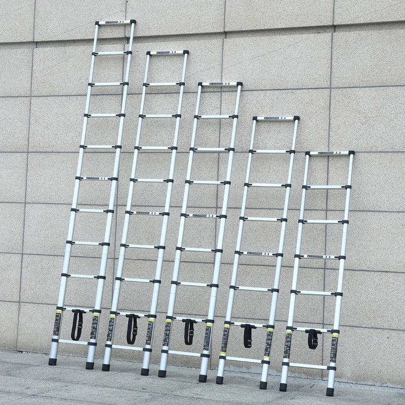 3.1-meter aluminum alloy telescopic thickened straight single-sided folding portable household ladder