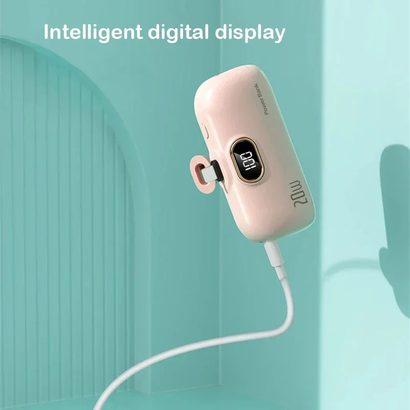 5000mAh 2-in-1 Power Bank, 3C Certified, Fast Phone Charging, External Battery, Plug and Play, Type-C and Apple Interface