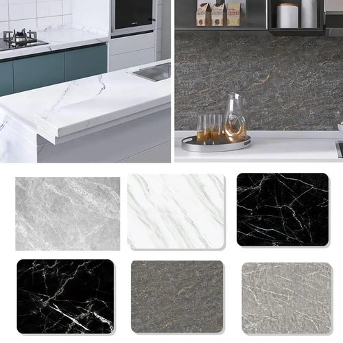 10 Roll 30cmx60cm Oil-proof Wall Sticker Self-adhesive Waterproof Heat Resistant Kitchen Countertop Tile Cabinet Decoration Decal