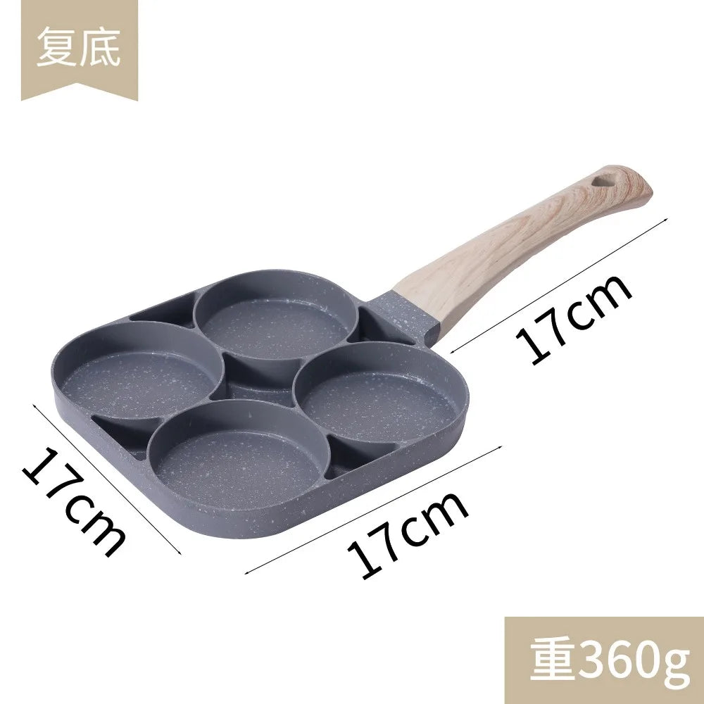 4hole Omelet Pan Frying Pot Thickened Nonstick Egg Pancake Steak Cooking Pans Hamburg Bread Breakfast Maker Induction Cookware