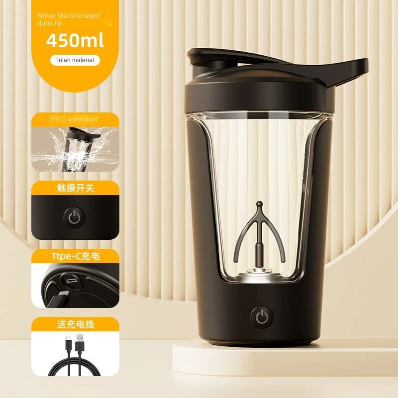 450ml Portable Electric Coffee Stirring Cup Usb Rechargeable Fully Automatic Stirring Cup for Fitness Outdoor Sports Gym