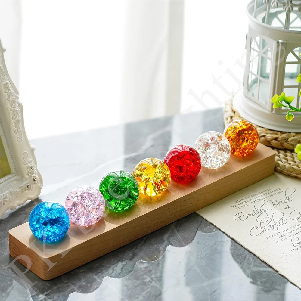 7Pcs Natural Healing Spheres LED Night Lighting Crystal Ball Lamp Light Living Room Decoration Ball Birthday Christmas Gift