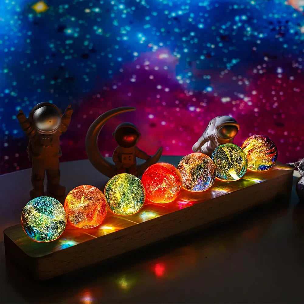 7Pcs Natural Healing Spheres LED Night Lighting Crystal Ball Lamp Light Living Room Decoration Ball Birthday Christmas Gift
