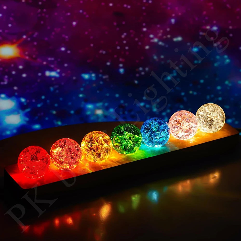 7Pcs Natural Healing Spheres LED Night Lighting Crystal Ball Lamp Light Living Room Decoration Ball Birthday Christmas Gift
