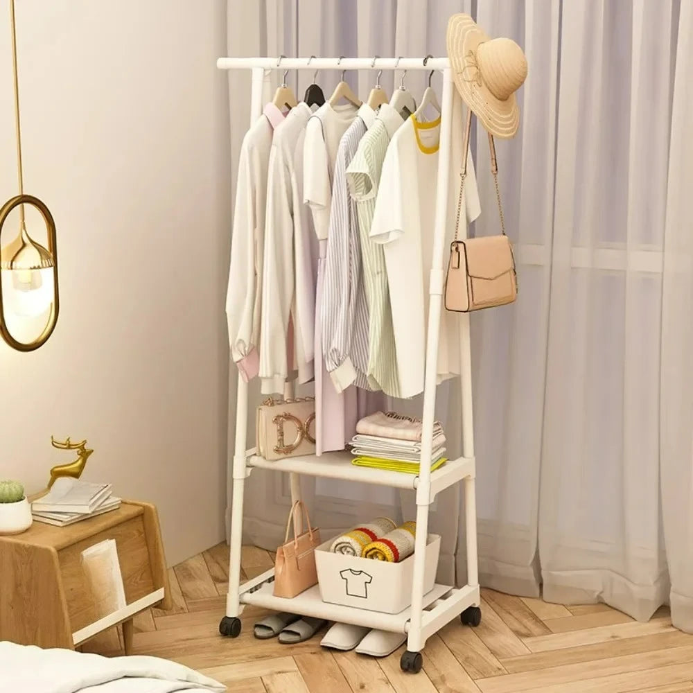 55*42*160cm Customizable Standing Triangle Movable Clothes Racks Bedroom Simple