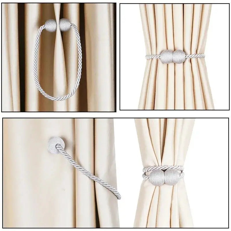 4PCS Magnetic Curtain Tieback Delicate Holders Tie Back Buckle Clips Hanging Ball Buckle Tie Back Curtain Decor Accessories