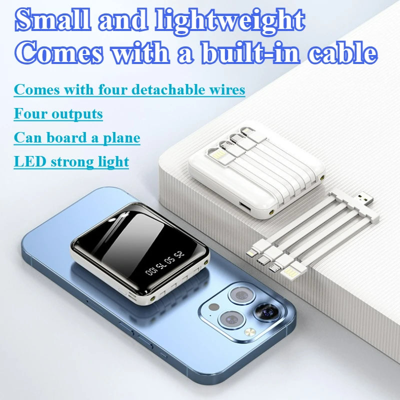 20000mAh Mini Capacity Power Bank Portable Charger Mirror Screen LED Digital Powerbank External Battery for IPhone Xiaomi Huawei
