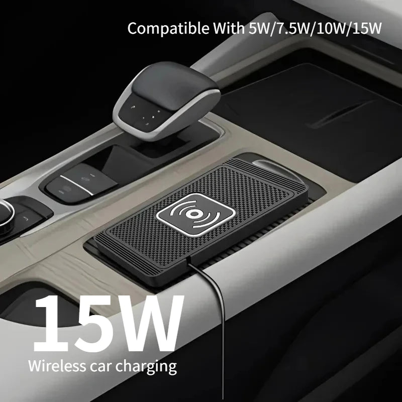 15W Qi Fast Wireless Car Charger Pad Secure Non Slip Grip Auto Clamping Holder for Android Phones Smartphone Accessories