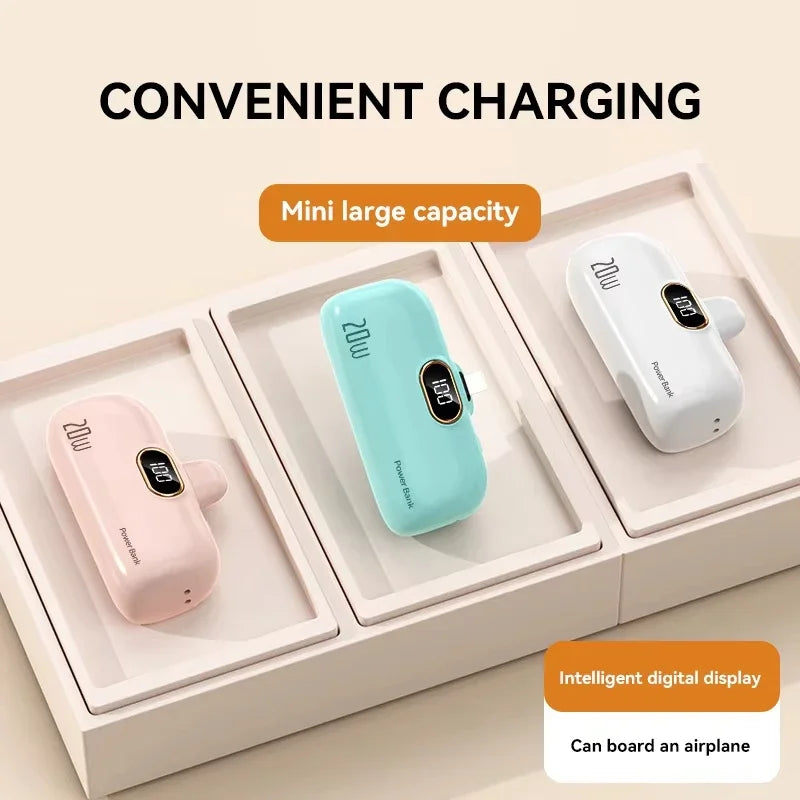 5000mAh 2-in-1 Power Bank, 3C Certified, Fast Phone Charging, External Battery, Plug and Play, Type-C and Apple Interface