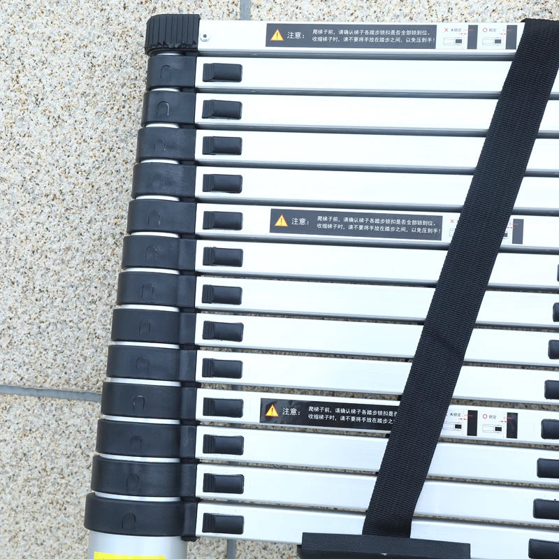 3.1-meter aluminum alloy telescopic thickened straight single-sided folding portable household ladder