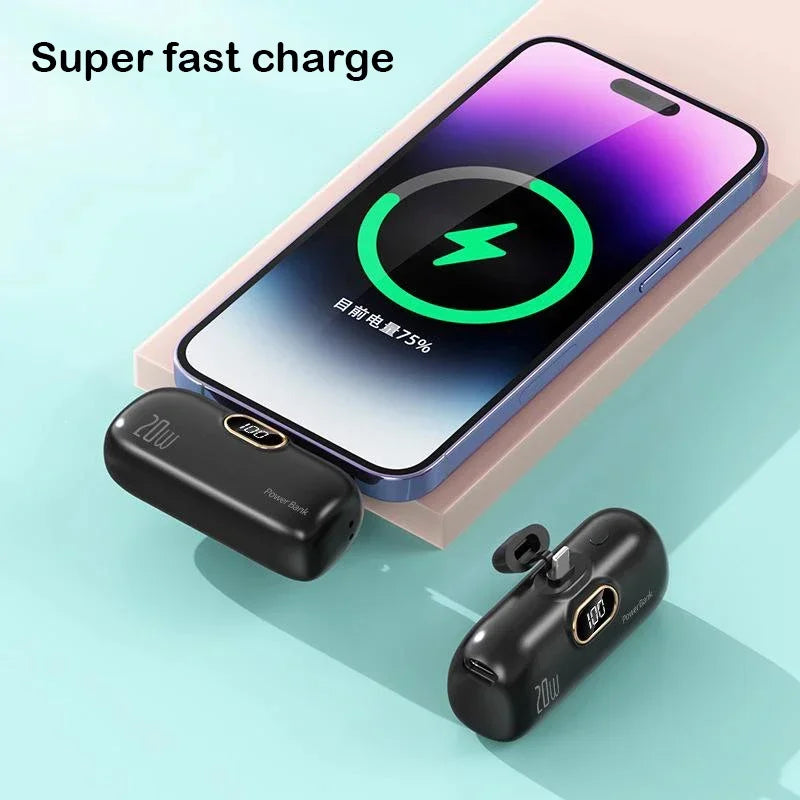 5000mAh 2-in-1 Power Bank, 3C Certified, Fast Phone Charging, External Battery, Plug and Play, Type-C and Apple Interface